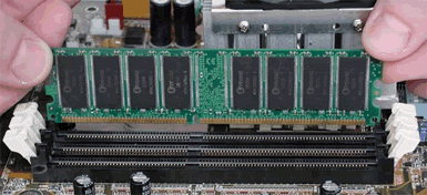 Installing a DDR RAM module in one of three slots